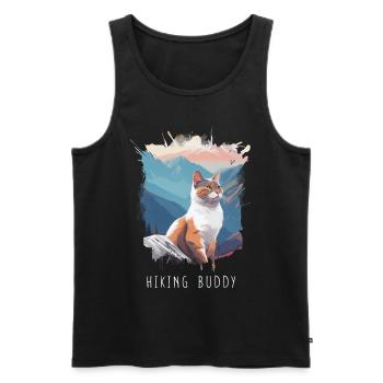 Hiking Buddy - Cute cat on the mountain top - Men's Premium Organic Tank Top - black - Front - AI Model Male 178 light (178cm)