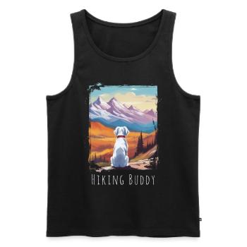 Hiking Buddy - Cute White Dog at the Summit - Men's Premium Organic Tank Top - black - Front - Michal (187cm)