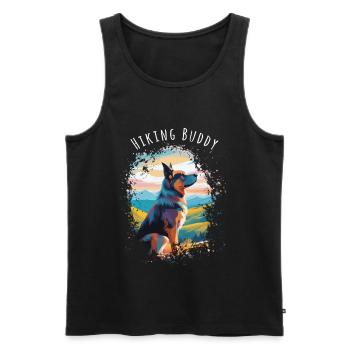 Hiking Buddy - Dein treuer Hund am Gipfel - Männer Premium Bio Tank Top - Schwarz - Vorne - AI Model Male 178 light (178cm)