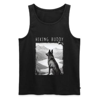 Hiking buddy in the form of your dog at the summit - Men's Premium Organic Tank Top - black - Front - Michal (187cm)
