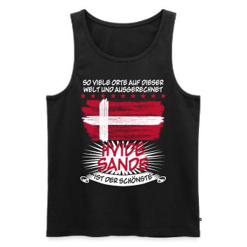 Hvide Sande Urlaub Dänemark - Männer Premium Bio Tank Top - Schwarz - Vorne - AI Model Male 178 light (178cm)