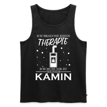 Kamin Ofen Kaminofen - Männer Premium Bio Tank Top - Schwarz - Vorne - Michal (187cm)