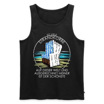 Strandkorb Ostsee Nordsee Witz Urlaub - Männer Premium Bio Tank Top - Schwarz - Vorne - Michal (187cm)