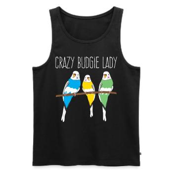 Perruche Budgerigar Lady Budgerigar - Débardeur bio Premium Homme - noir - Devant - Michal (187cm)