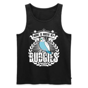 Budgie Budgie Budgerigars - Men's Premium Organic Tank Top - black - Front - AI Model Male 178 light (178cm)