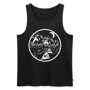 Outdoor Wandern Mond Wald Camping - Männer Premium Bio Tank Top - Schwarz - Vorne - Michal (187cm)