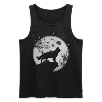 White Shepherd Moon Shepherd Dogs - Men's Premium Organic Tank Top - black - Front - AI Model Male 178 light (178cm)