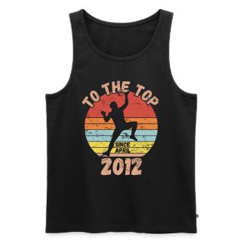 Geburtstag Klettern Bouldern seit April 2012 - Männer Premium Bio Tank Top - Schwarz - Vorne - Michal (187cm)