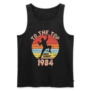 Birthday Climbing Bouldering since August 1984 - Men's Premium Organic Tank Top - black - Front - AI Model Male 178 light (178cm)