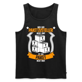 Paketzusteller Witz Paketbote - Männer Premium Bio Tank Top - Schwarz - Vorne - Michal (187cm)