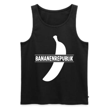 Bananen Bananenrepublik Banane - Männer Premium Bio Tank Top - Schwarz - Vorne - Michal (187cm)