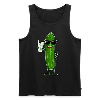 Gurke mit Cocktail Gurken - Männer Premium Bio Tank Top - Schwarz - Vorne - AI Model Male 178 light (178cm)