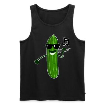 Gurke singt Sänger Gurken - Männer Premium Bio Tank Top - Schwarz - Vorne - AI Model Male 178 light (178cm)
