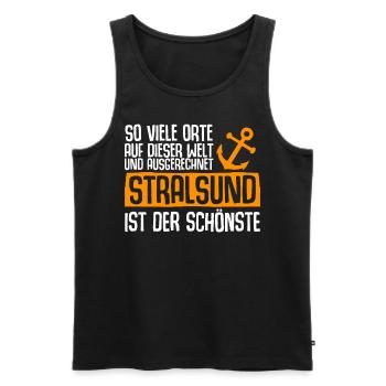 Stralsunder Spruch Stralsund - Männer Premium Bio Tank Top - Schwarz - Vorne - Michal (187cm)