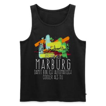 Marburg Sprüche Marburger - Männer Premium Bio Tank Top - Schwarz - Vorne - Michal (187cm)