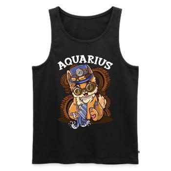 Signe du zodiaque Verseau Astrologie Chat - Débardeur bio Premium Homme - noir - Devant - AI Model Male 178 light (178cm)