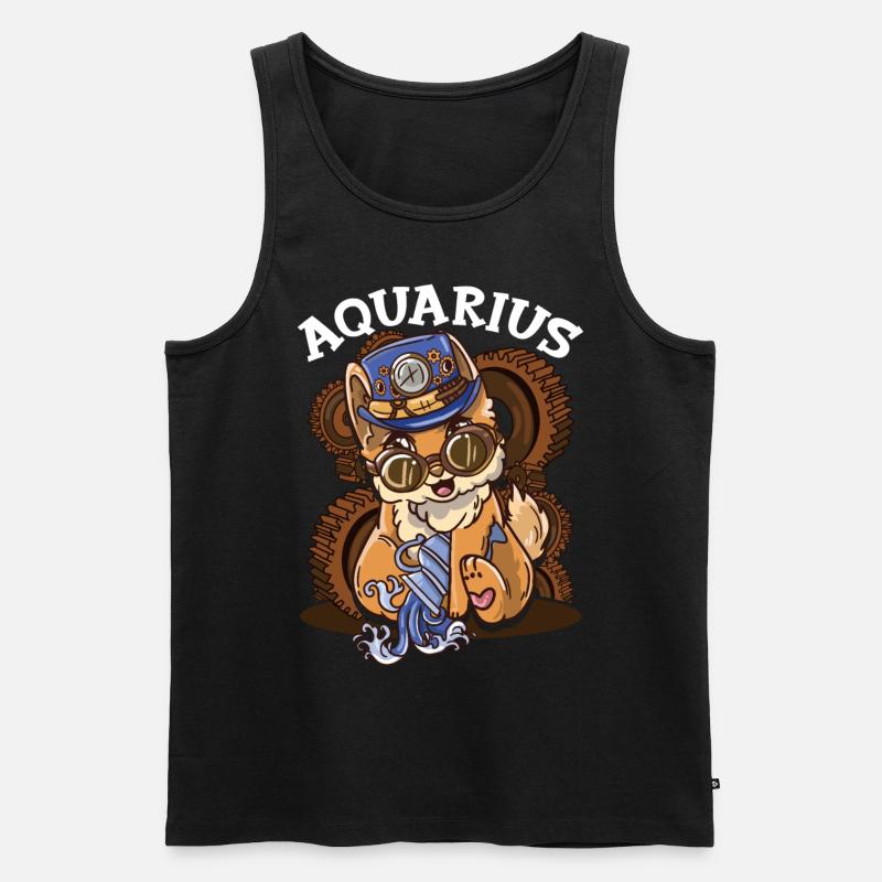 Sternzeichen Wassermann Astrologie Katze - Männer Premium Bio Tank Top - Schwarz