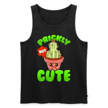 Piquant mais doux Kawaii Drôle de cactus - Débardeur bio Premium Homme - noir - Devant - Michal (187cm)