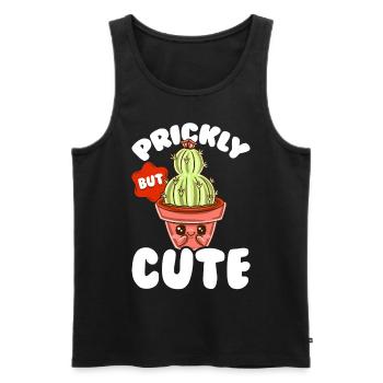 Piquant mais doux Kawaii Drôle de cactus - Débardeur bio Premium Homme - noir - Devant - Michal (187cm)