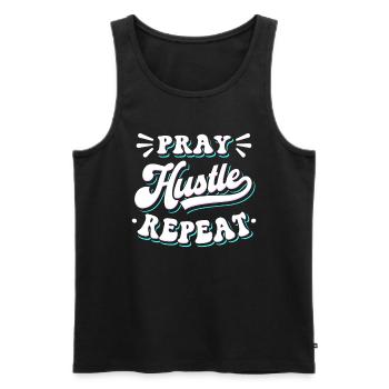 Pray Hustle Christ Jesus Unternehmer - Männer Premium Bio Tank Top - Schwarz - Vorne - Michal (187cm)