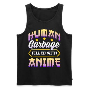Drôle Anime Manga Design Déchets Humains - Débardeur bio Premium Homme - noir - Devant - Michal (187cm)
