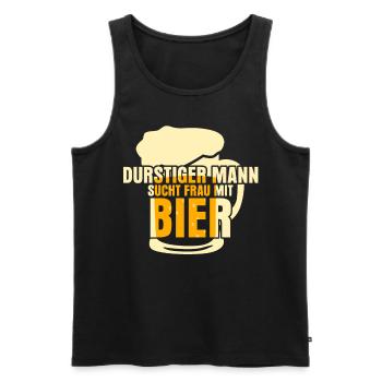 Bier Durstiger Mann Biertrinker - Männer Premium Bio Tank Top - Anthrazit - Vorne - Alexander (188cm)