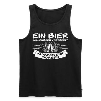 Bier am Morgen Bierspruch - Männer Premium Bio Tank Top - Schwarz - Vorne - Michal (187cm)