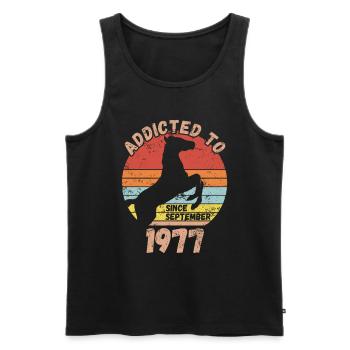 Birthday Horses Riding September 1977 - Men's Premium Organic Tank Top - black - Front - AI Model Male 178 light (178cm)