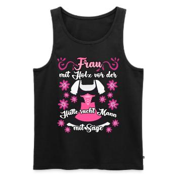 Single Frau Dirndl Party Alleinstehend - Männer Premium Bio Tank Top - Schwarz - Vorne - Michal (187cm)