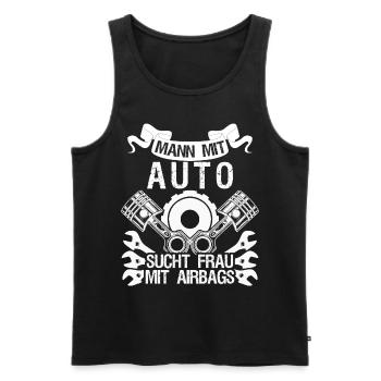 Single Mann mit Auto Alleinstehend - Männer Premium Bio Tank Top - Schwarz - Vorne - Michal (187cm)