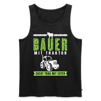 Single Bauer Traktor Alleinstehend - Männer Premium Bio Tank Top - Schwarz - Vorne - Michal (187cm)