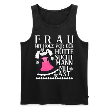Single Frau Dirndl Alleinstehend - Männer Premium Bio Tank Top - Schwarz - Vorne - Michal (187cm)