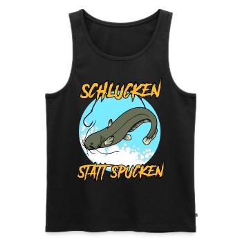 Waller Angler Angelsport Angeln Fisch - Männer Premium Bio Tank Top - Schwarz - Vorne - Michal (187cm)