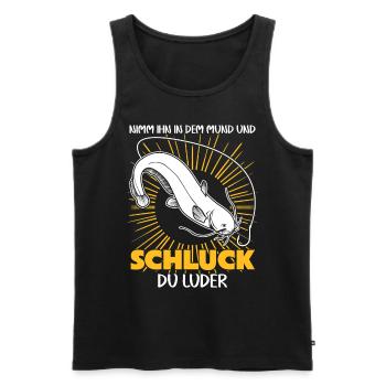 Waller Angler Fisch Angeln Angelsport - Männer Premium Bio Tank Top - Schwarz - Vorne - Michal (187cm)