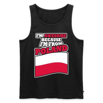 Pologne Pole Polska Drapeau polonais - Débardeur bio Premium Homme - noir - Devant - AI Model Male 178 light (178cm)
