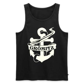 Grömitz Anker - Männer Premium Bio Tank Top - Schwarz - Vorne - AI Model Male 178 light (178cm)