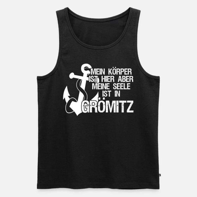 Grömitz Spruch mit Anker - Männer Premium Bio Tank Top - Schwarz