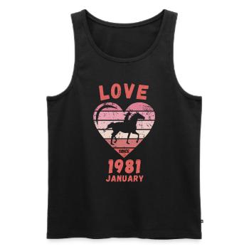 Love Horses Riding Anniversaire Janvier 1981 - Débardeur bio Premium Homme - noir - Devant - Michal (187cm)
