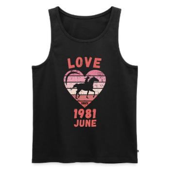 Love Horses Riding Anniversaire Juin 1981 - Débardeur bio Premium Homme - noir - Devant - Michal (187cm)