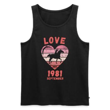 Love Horses Riding Anniversaire Septembre 1981 - Débardeur bio Premium Homme - noir - Devant - Michal (187cm)