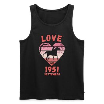 Love Horses Riding Birthday September 1951 - Men's Premium Organic Tank Top - black - Front - Michal (187cm)