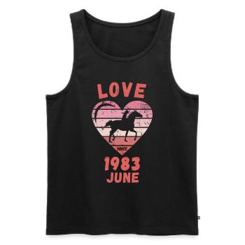 Love Pferde Reiten Geburtstag Juni 1983 - Männer Premium Bio Tank Top - Schwarz - Vorne - AI Model Male 178 light (178cm)