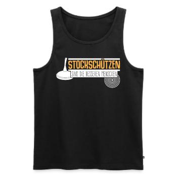 Eisstock Witz Stockschießen Stocksport - Männer Premium Bio Tank Top - Schwarz - Vorne - AI Model Male 178 light (178cm)