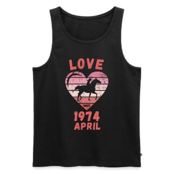Amour équitation anniversaire avril 1974 - Débardeur bio Premium Homme - noir - Devant - Michal (187cm)