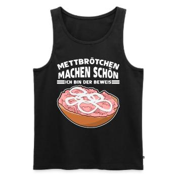 Mettigel Hackfleisch Mett Mettbrötchen - Männer Premium Bio Tank Top - Schwarz - Vorne - Michal (187cm)
