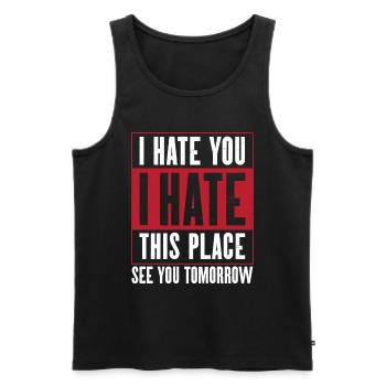 Gym I hate gym saying - Men's Premium Organic Tank Top - black - Front - AI Model Male 178 light (178cm)