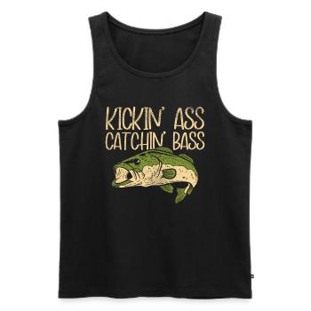 Kickin' Ass Cathin' Barsch Angeln Barschfischen - Männer Premium Bio Tank Top - Schwarz - Vorne - AI Model Male 178 light (178cm)
