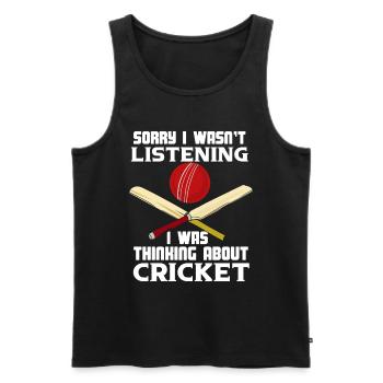 J’ai pensé au cricket - Débardeur bio Premium Homme - noir - Devant - AI Model Male 178 light (178cm)