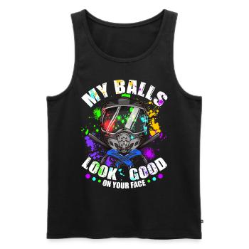 My balls look good on your face - Men's Premium Organic Tank Top - black - Front - Michal (187cm)