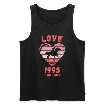 Love Horse Riding Birthday Janvier 1995 - Débardeur bio Premium Homme - noir - Devant - Michal (187cm)